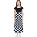 Black And White Chess Checkered Spatial 3d Kids  Flared Maxi Skirt View1