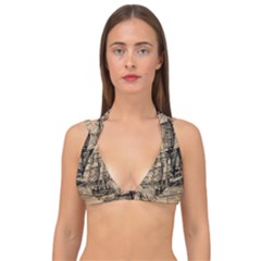 Ship Map Navigation Vintage Double Strap Halter Bikini Top by Sapixe