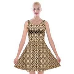 Background-chevron Chocolate Velvet Skater Dress by nateshop