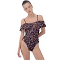 Coffee Beans Food Texture Frill Detail One Piece Swimsuit View1