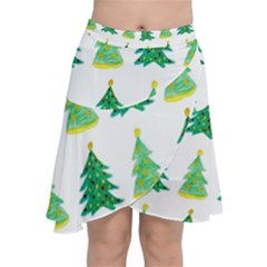 Christmas Trees Watercolor Decoration Chiffon Wrap Front Skirt by artworkshop