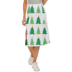 Christmas Trees Watercolor Decoration Midi Panel Skirt by artworkshop