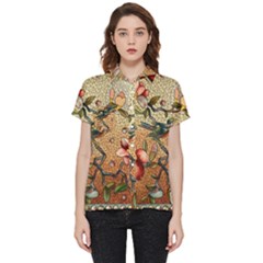 Flower Cubism Mosaic Vintage Short Sleeve Pocket Shirt by Jancukart