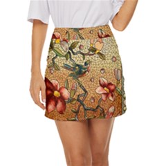 Flower Cubism Mosaic Vintage Mini Front Wrap Skirt by Jancukart