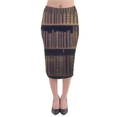 Books Covers Book Case Old Library Velvet Midi Pencil Skirt by Amaryn4rt