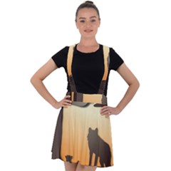 Vectors Painting Wolves Nature Forest Velvet Suspender Skater Skirt by Amaryn4rt