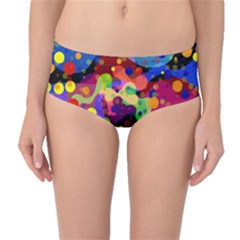 Blobs Dots Abstract Art Waves Mid-waist Bikini Bottoms by Amaryn4rt