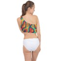 Paper Cut Abstract Pattern Spliced Up Bikini Top  View2