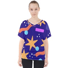 Star Abstract Pattern Wallpaper V-neck Dolman Drape Top by Amaryn4rt