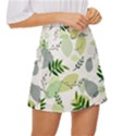 Leaves Foliage Pattern Abstract Mini Front Wrap Skirt View3