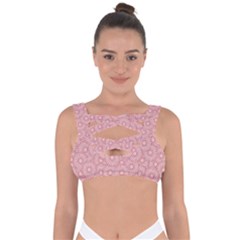 Flora Flowers Pattern Design Pink Spring Nature Bandaged Up Bikini Top by artworkshop