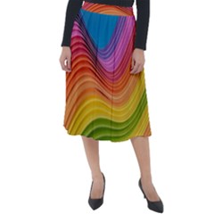  Rainbow Pattern Lines Classic Velour Midi Skirt  by artworkshop