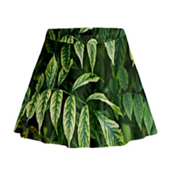 Leaves Foliage Twig Bush Plant Mini Flare Skirt by artworkshop