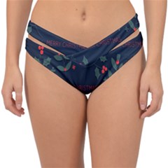 Merry Christmas Holiday Pattern  Double Strap Halter Bikini Bottom by artworkshop