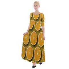 Orange Slices Cross Sections Pattern Half Sleeves Maxi Dress by artworkshop