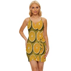Orange Slices Cross Sections Pattern Wrap Tie Front Dress by artworkshop