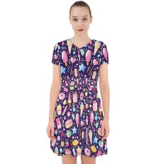 Cute-seamless-pattern-with-colorful-sweets-cakes-lollipops Adorable In Chiffon Dress by Wegoenart