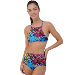 Graffiti-wall-mural-painting-arts High Waist Tankini Set by Simbadda