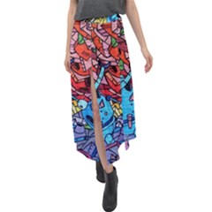 Graffiti-wall-mural-painting-arts Velour Split Maxi Skirt by Simbadda
