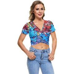 Graffiti-wall-mural-painting-arts Short Sleeve Foldover Tee by Simbadda