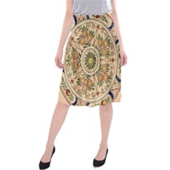 Illustration Painting Vintage Antique Plate China Midi Beach Skirt by Wegoenart