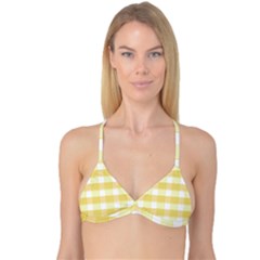 White And Yellow Plaids Reversible Tri Bikini Top by ConteMonfrey