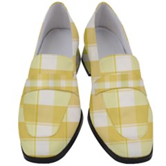 White And Yellow Plaids Women s Chunky Heel Loafers by ConteMonfrey