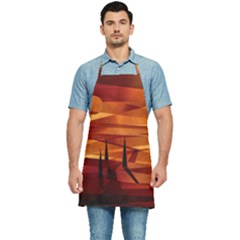 Illustration Golden Tuscany Brown Orange Kitchen Apron by Wegoenart