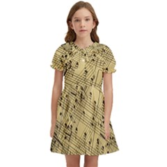 Vintage Background Music Nuts Sheet Music Kids  Bow Tie Puff Sleeve Dress by Wegoenart