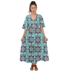 Floral Pattern Floral Motif Kimono Sleeve Boho Dress by Wegoenart