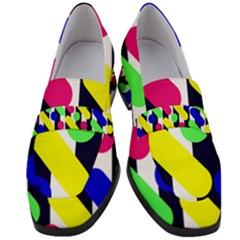 Illustration Geometric Form Circle Line Pattern Women s Chunky Heel Loafers by Wegoenart