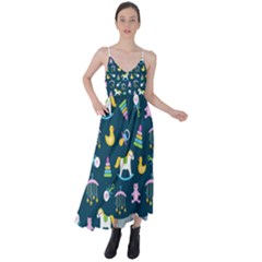 Cute Babies Toys Seamless Pattern Tie Back Maxi Dress by Vaneshart
