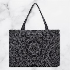 Illustration Black White Rosette Mandala Ornament Wallpaper Medium Tote Bag by Wegoenart