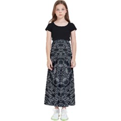 Illustration Black White Rosette Mandala Ornament Wallpaper Kids  Flared Maxi Skirt by Wegoenart