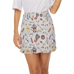 Coffee Coffeemania Caffeine Pattern Mini Front Wrap Skirt by Wegoenart