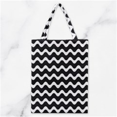 Illustration Black White Wave Pattern Wavy Halftone Classic Tote Bag by Wegoenart