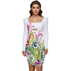 Im Fourth Dimension Colour 31 Women Long Sleeve Ruched Stretch Jersey Dress by imanmulyana