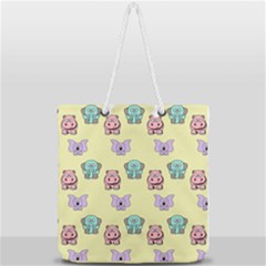 Illustration Animals Pastel Children Colorful Full Print Rope Handle Tote (large) by Wegoenart