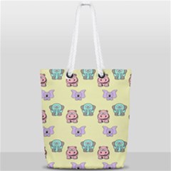Illustration Animals Pastel Children Colorful Full Print Rope Handle Tote (small) by Wegoenart