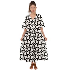 Background Monochrome Geometric Kimono Sleeve Boho Dress by Wegoenart