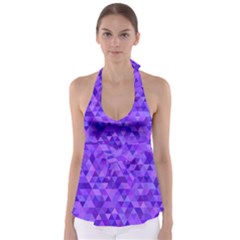 Illustration Purple Triangle Purple Background Babydoll Tankini Top by Wegoenart