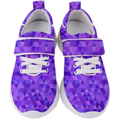 Illustration Purple Triangle Purple Background Kids  Velcro Strap Shoes by Wegoenart