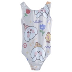 Chicken Dog Flower Sun Pattern Kids  Cut-out Back One Piece Swimsuit by Sudhe