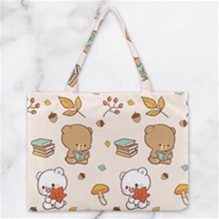 Illustration Bear Cartoon Background Pattern Zipper Medium Tote Bag by Sudhe
