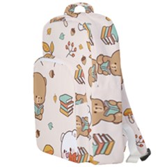 Illustration Bear Cartoon Background Pattern Double Compartment Backpack by Sudhe