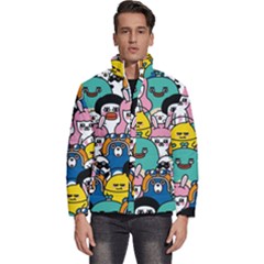 Illustration Animals Cartoon Background Pattern Men s Puffer Bubble Jacket Coat by Sudhe