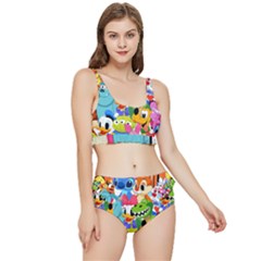 Illustration Cartoon Character Animal Cute Frilly Bikini Set by Sudhe