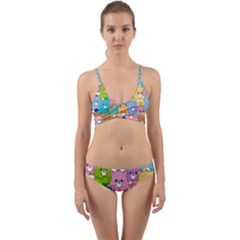 Care Bears Bear Background Cartoon Wrap Around Bikini Set by Sudhe