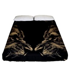 Animalsangry Male Lions Conflict Fitted Sheet (queen Size) by Jancukart