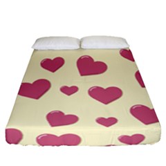Valentine Flat Love Hearts Design Romantic Fitted Sheet (queen Size) by Amaryn4rt
